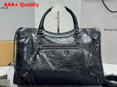 Balenciaga Le City Bag Medium in Black Arena Storico Lambskin Brass Hardware Replica