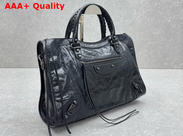 Balenciaga Le City Bag Medium in Black Arena Storico Lambskin Brass Hardware Replica