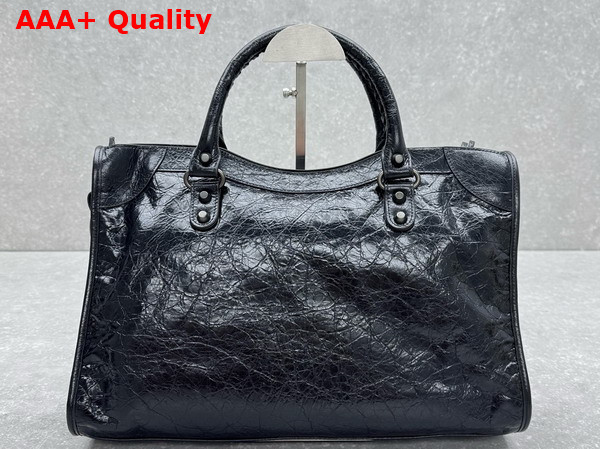 Balenciaga Le City Bag Medium in Black Arena Storico Lambskin Brass Hardware Replica