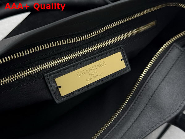Balenciaga Le City Bag Medium in Black Suede Calfskin and Smooth Calfskin with Aged Gold Hardware Replica