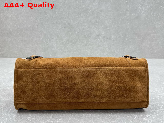 Balenciaga Le City Bag Medium in Camel Suede Calfskin Brass Hardware Replica