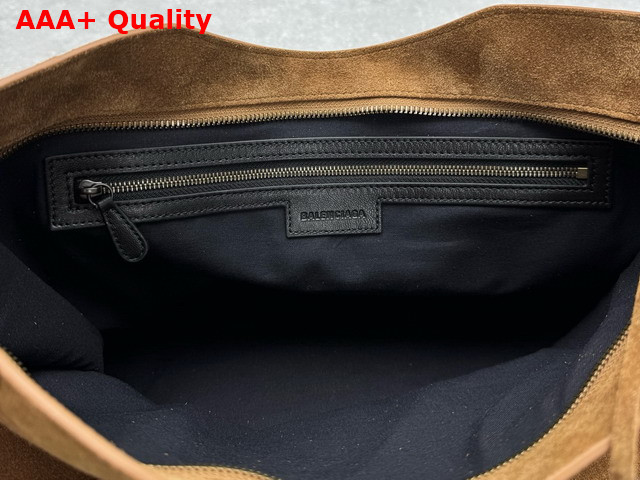 Balenciaga Le City Bag Medium in Camel Suede Calfskin Brass Hardware Replica