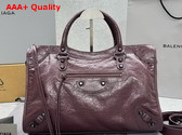 Balenciaga Le City Bag Medium in Espresso Arena Storico Lambskin Brass Hardware Replica
