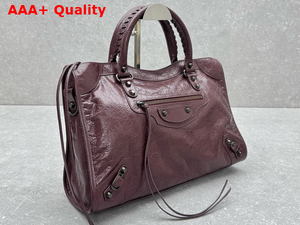 Balenciaga Le City Bag Medium in Espresso Arena Storico Lambskin Brass Hardware Replica