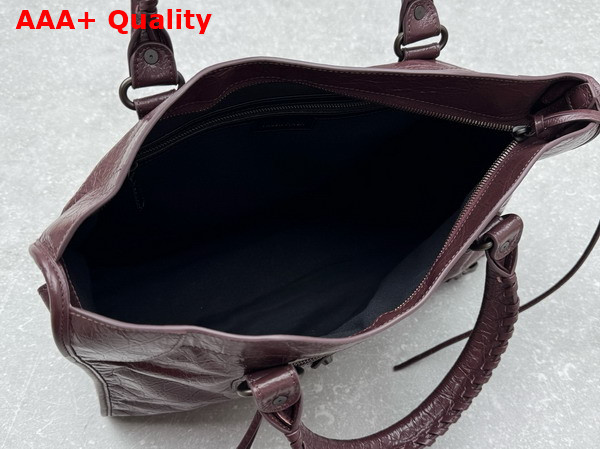 Balenciaga Le City Bag Medium in Espresso Arena Storico Lambskin Brass Hardware Replica