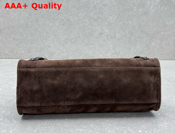 Balenciaga Le City Bag Medium in Light Espresso Waxed Suede Calfskin Brass Hardware Replica