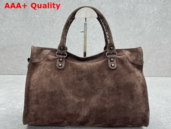 Balenciaga Le City Bag Medium in Light Espresso Waxed Suede Calfskin Brass Hardware Replica