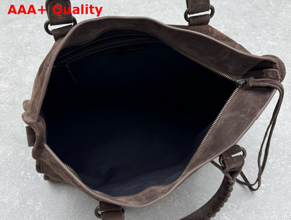 Balenciaga Le City Bag Medium in Light Espresso Waxed Suede Calfskin Brass Hardware Replica
