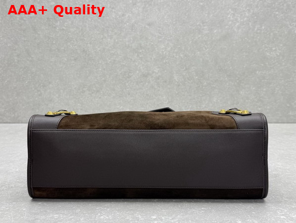 Balenciaga Le City Bag Medium in Moka Suede Calfskin and Smooth Calfskin with Aged Gold Hardware Replica