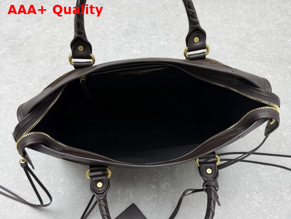 Balenciaga Le City Bag Medium in Moka Suede Calfskin and Smooth Calfskin with Aged Gold Hardware Replica