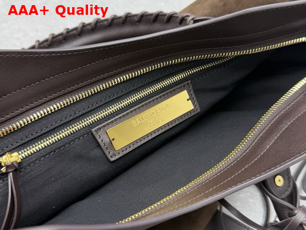 Balenciaga Le City Bag Medium in Moka Suede Calfskin and Smooth Calfskin with Aged Gold Hardware Replica