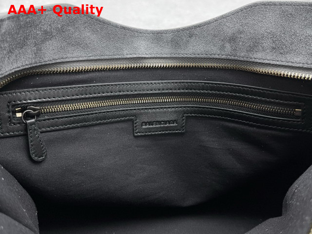 Balenciaga Le City Bag Medium in Storm Grey Suede Calfskin Brass Hardware Replica