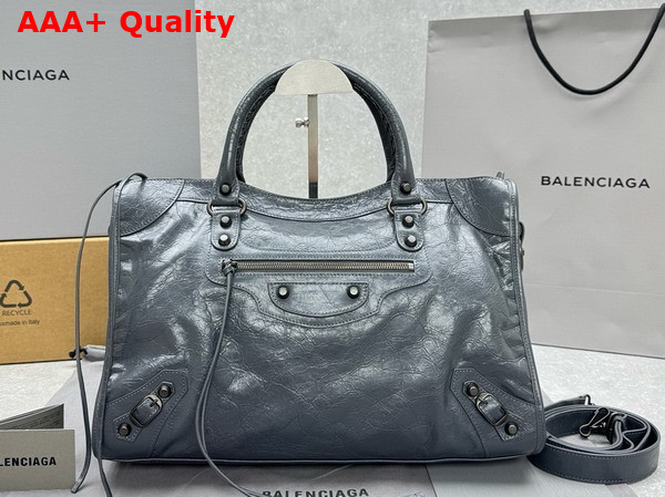 Balenciaga Le City Bag Medium in Volcanic Rock Arena Storico Lambskin Brass Hardware Replica