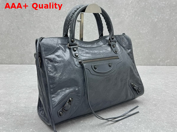 Balenciaga Le City Bag Medium in Volcanic Rock Arena Storico Lambskin Brass Hardware Replica