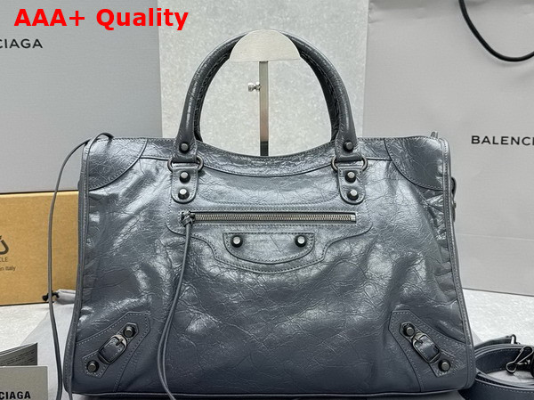 Balenciaga Le City Bag Medium in Volcanic Rock Arena Storico Lambskin Brass Hardware Replica
