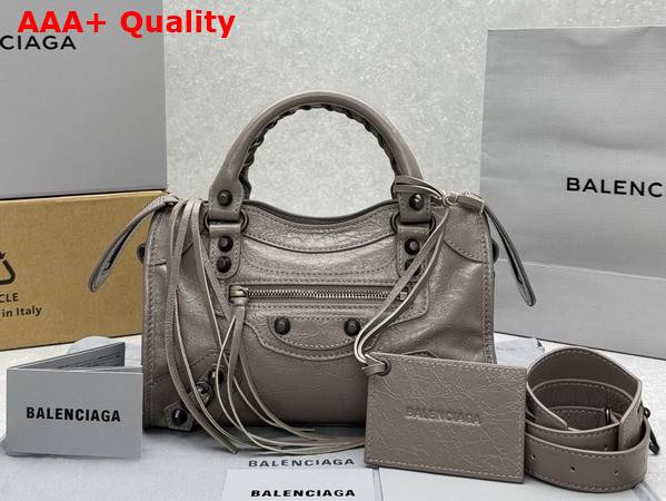 Balenciaga Le City Bag Mini in Dark Noix Arena Lambskin Replica