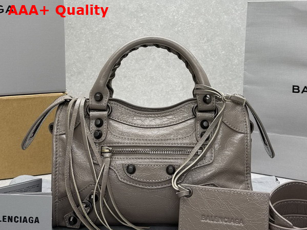 Balenciaga Le City Bag Mini in Dark Noix Arena Lambskin Replica
