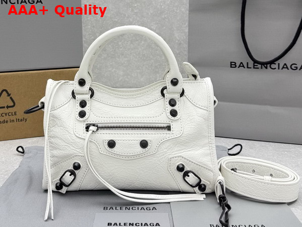 Balenciaga Le City Bag Mini in Optic White Arena Lambskin Replica