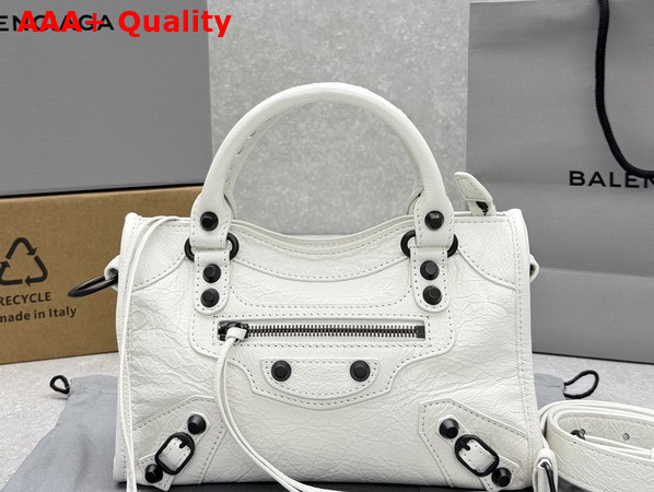 Balenciaga Le City Bag Mini in Optic White Arena Lambskin Replica