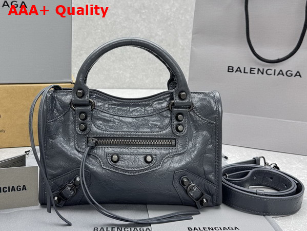Balenciaga Le City Bag Mini in Volcanic Rock Arena Lambskin Replica