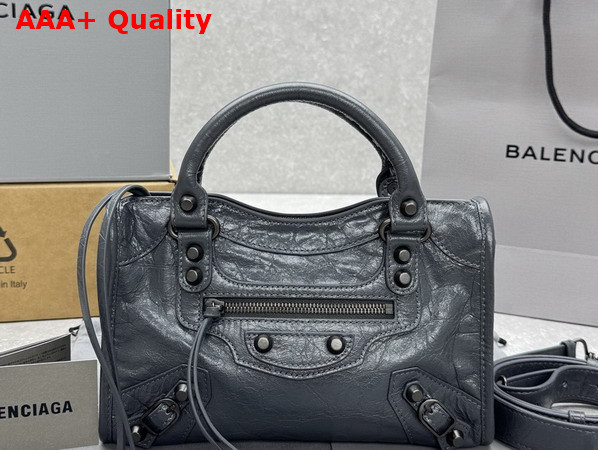 Balenciaga Le City Bag Mini in Volcanic Rock Arena Lambskin Replica