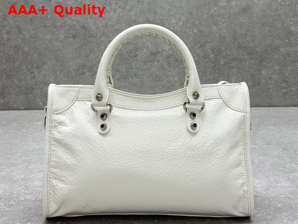 Balenciaga Le City Bag Small in Optic White Arena Lambskin with Shiny Silver Hardware Replica