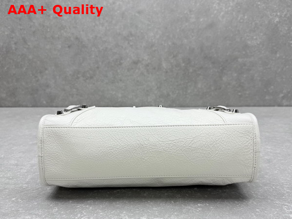 Balenciaga Le City Bag Small in Optic White Arena Lambskin with Shiny Silver Hardware Replica