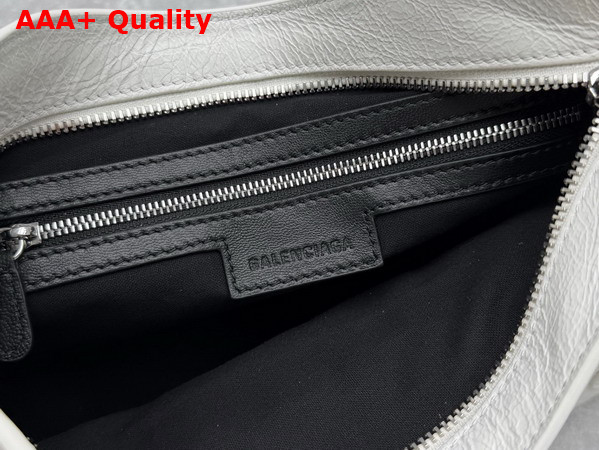 Balenciaga Le City Bag Small in Optic White Arena Lambskin with Shiny Silver Hardware Replica
