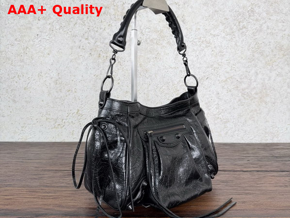 Balenciaga Le City Bucket Bag Small in Black Arena Lambskin Replica