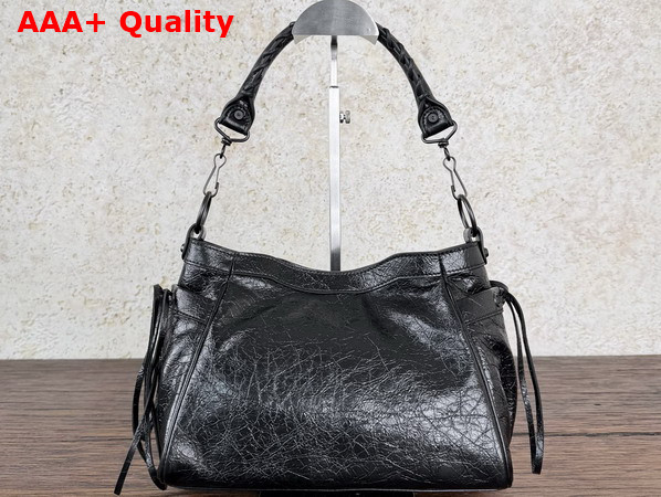Balenciaga Le City Bucket Bag Small in Black Arena Lambskin Replica