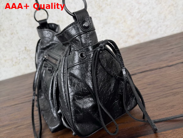 Balenciaga Le City Bucket Bag Small in Black Arena Lambskin Replica