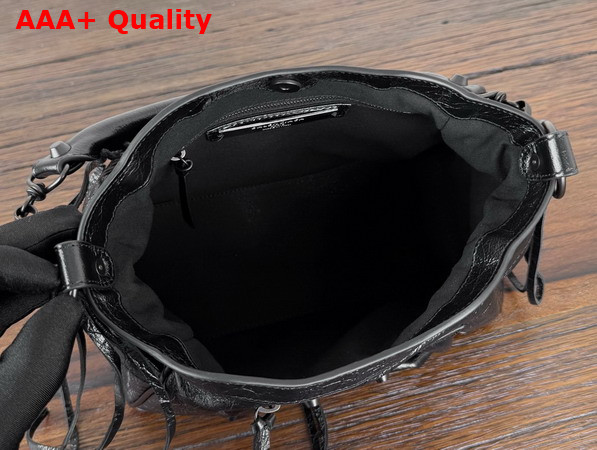 Balenciaga Le City Bucket Bag Small in Black Arena Lambskin Replica
