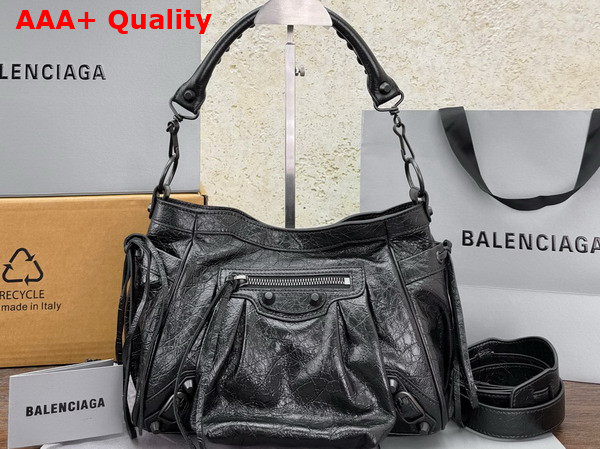 Balenciaga Le City Bucket Bag Small in Black Arena Lambskin Replica