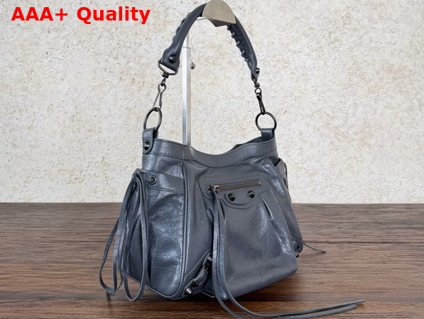 Balenciaga Le City Bucket Bag Small in Volcanic Rock Arena Lambskin Replica