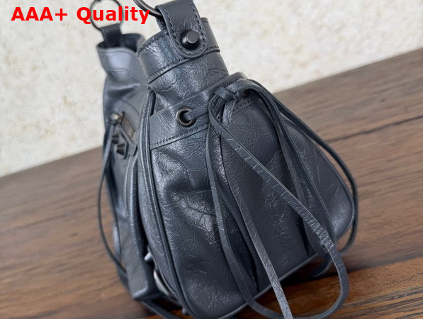 Balenciaga Le City Bucket Bag Small in Volcanic Rock Arena Lambskin Replica