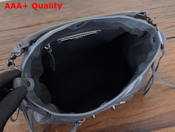Balenciaga Le City Bucket Bag Small in Volcanic Rock Arena Lambskin Replica