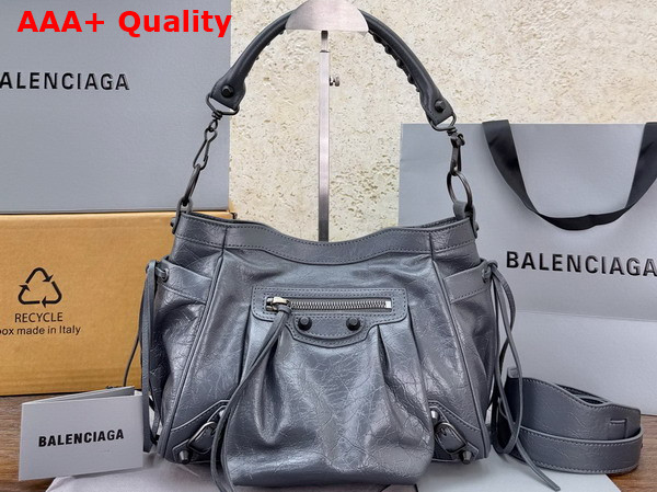 Balenciaga Le City Bucket Bag Small in Volcanic Rock Arena Lambskin Replica
