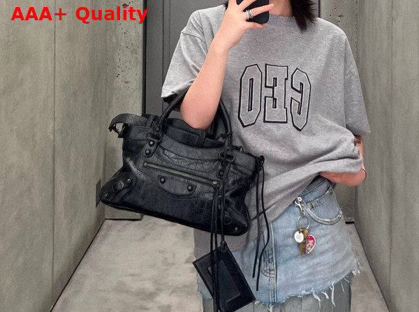 Balenciaga Le City First Bag in Black Arena Lambskin Replica