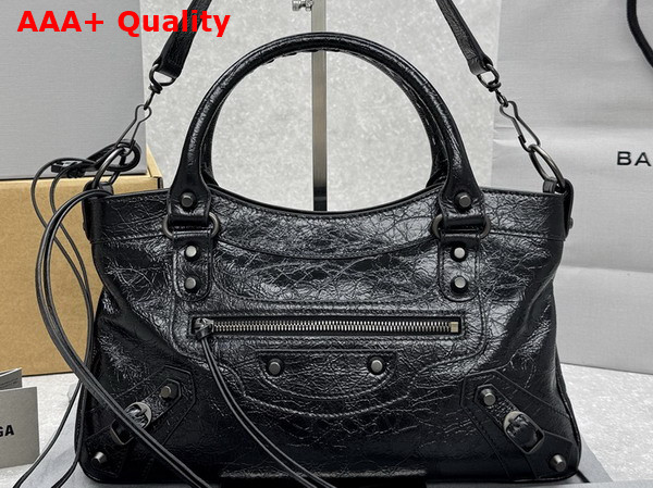 Balenciaga Le City First Bag in Black Arena Lambskin Replica