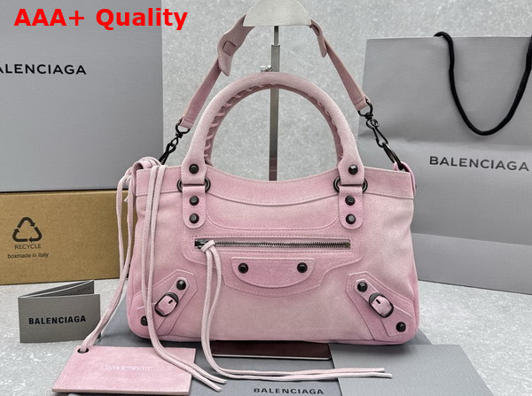 Balenciaga Le City First Bag in Pink Waxed Suede Calfskin Replica