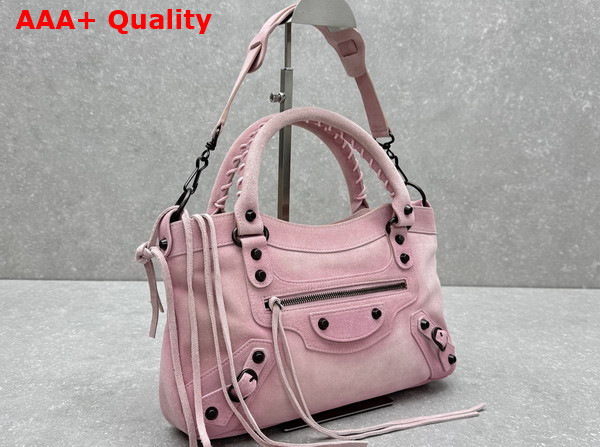 Balenciaga Le City First Bag in Pink Waxed Suede Calfskin Replica