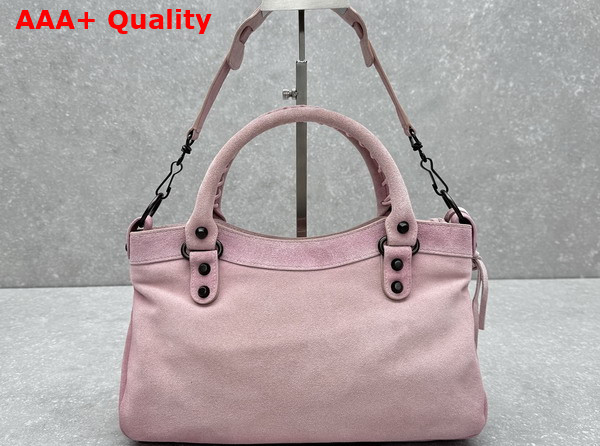 Balenciaga Le City First Bag in Pink Waxed Suede Calfskin Replica