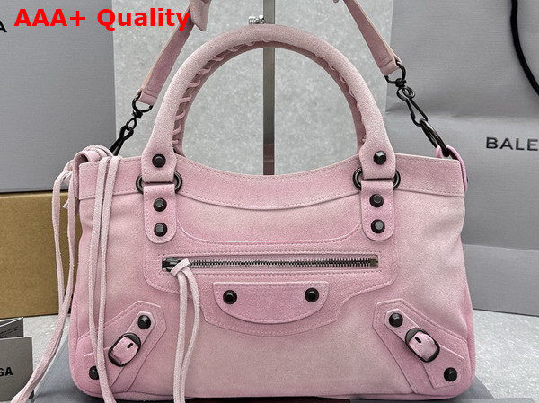 Balenciaga Le City First Bag in Pink Waxed Suede Calfskin Replica
