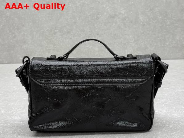 Balenciaga Le City Flap Bag Nano in Black Arena Lambskin Brass Hardware Replica