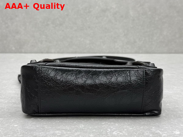 Balenciaga Le City Flap Bag Nano in Black Arena Lambskin Brass Hardware Replica