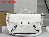 Balenciaga Le City Flap Bag Nano in Optic White Arena Lambskin Brass Hardware Replica