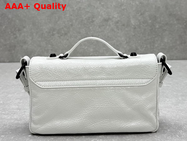 Balenciaga Le City Flap Bag Nano in Optic White Arena Lambskin Brass Hardware Replica