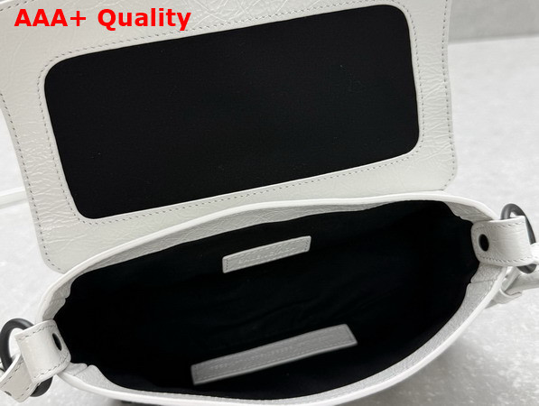 Balenciaga Le City Flap Bag Nano in Optic White Arena Lambskin Brass Hardware Replica