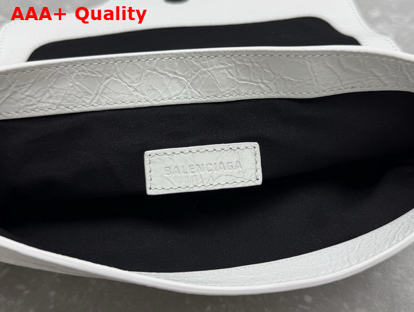 Balenciaga Le City Flap Bag Nano in Optic White Arena Lambskin Brass Hardware Replica