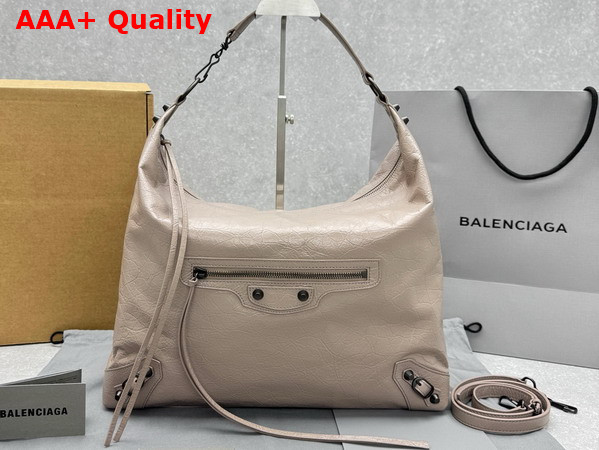 Balenciaga Le City Hobo Bag Medium in Sesame Arena Lambskin Replica